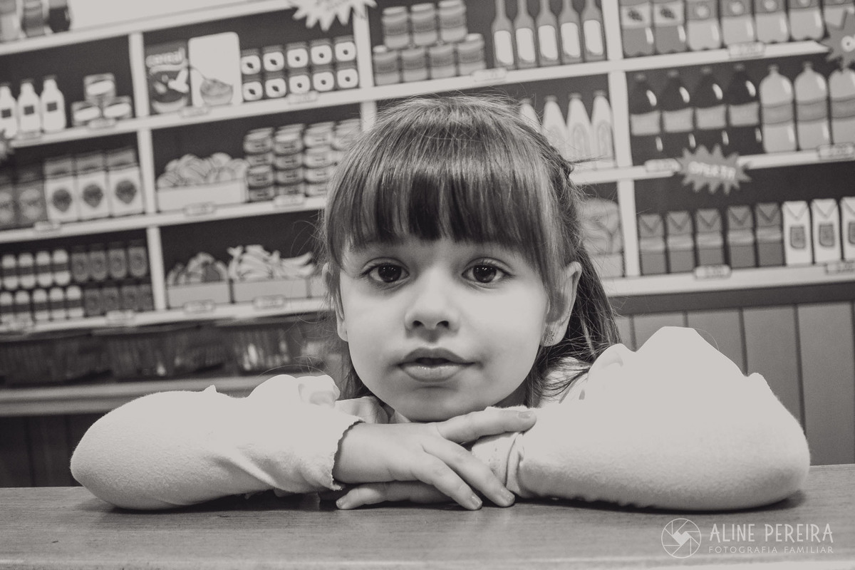 aniversariante no mercadinho da casa de festas Animasom