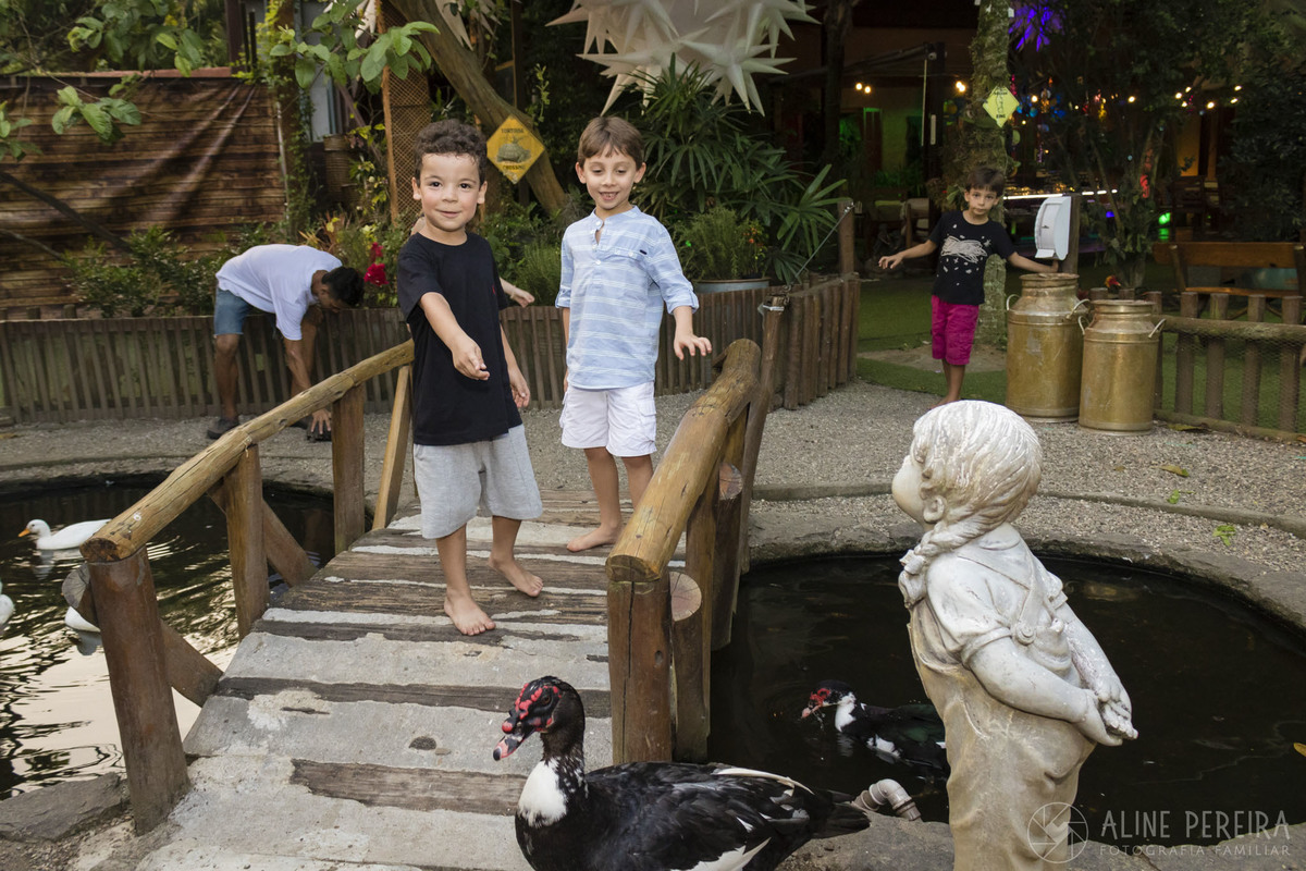 Crianças brincando na fazendinha da casa de festas Goiabeira Coisa e tal