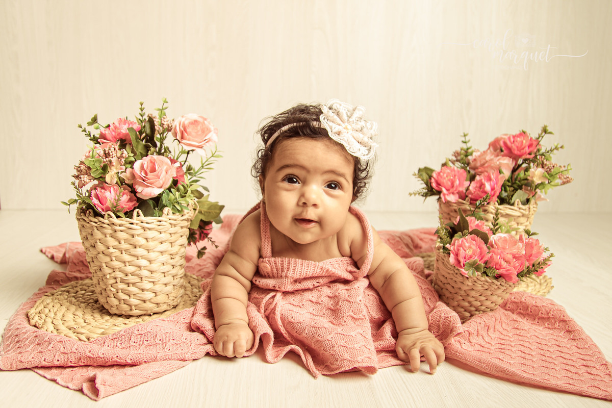 acompanhamento mensal trimestral infantil bebê criança Niterói Rio de Janeiro Itaipu Piratininga Região Oceânica fotografia ensaio fotográfico família circo candy rosa palhacinha  garden jardim rústico flores