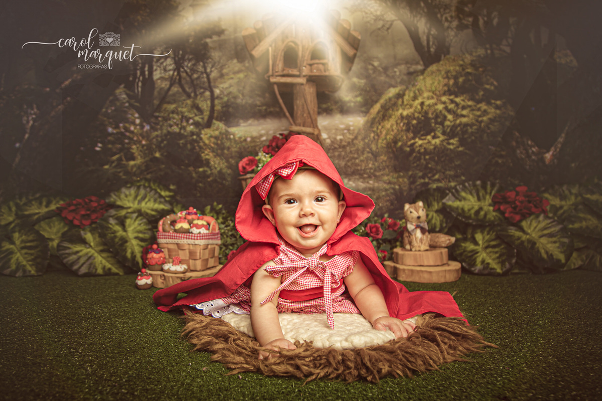 ensaio infantil acompanhamento trimestral mensal bebê fotografia temático chapeuzinho vermelho natal amigurumi crochet crochê clean floresta jardim flor menina princesa Niterói Itaipu Região Oceânica Rio de Janeiro