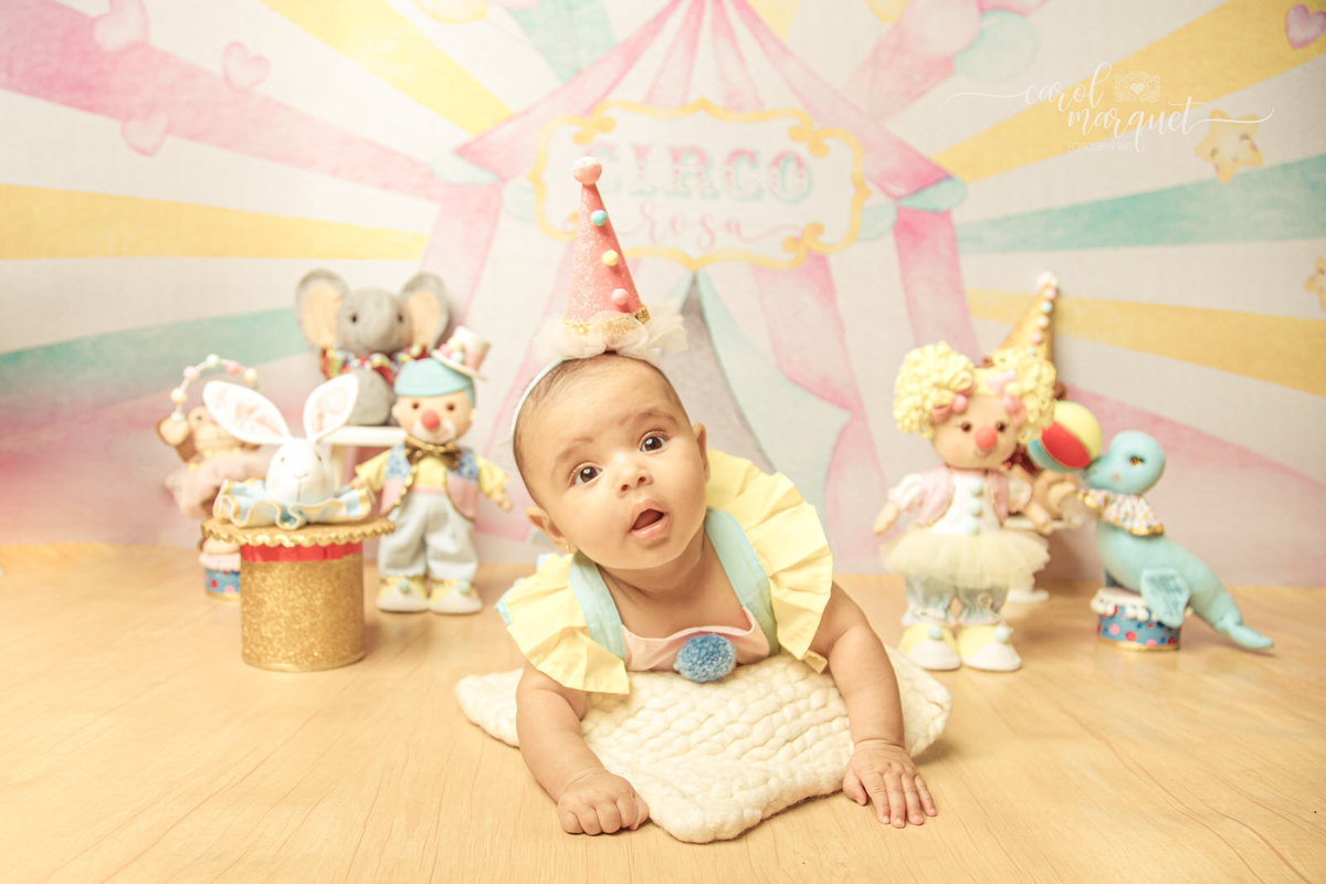acompanhamento mensal trimestral bebê circo rosa princesa palhacinha menina Niterói Itaipu região Oceânica Rio de Janeiro família