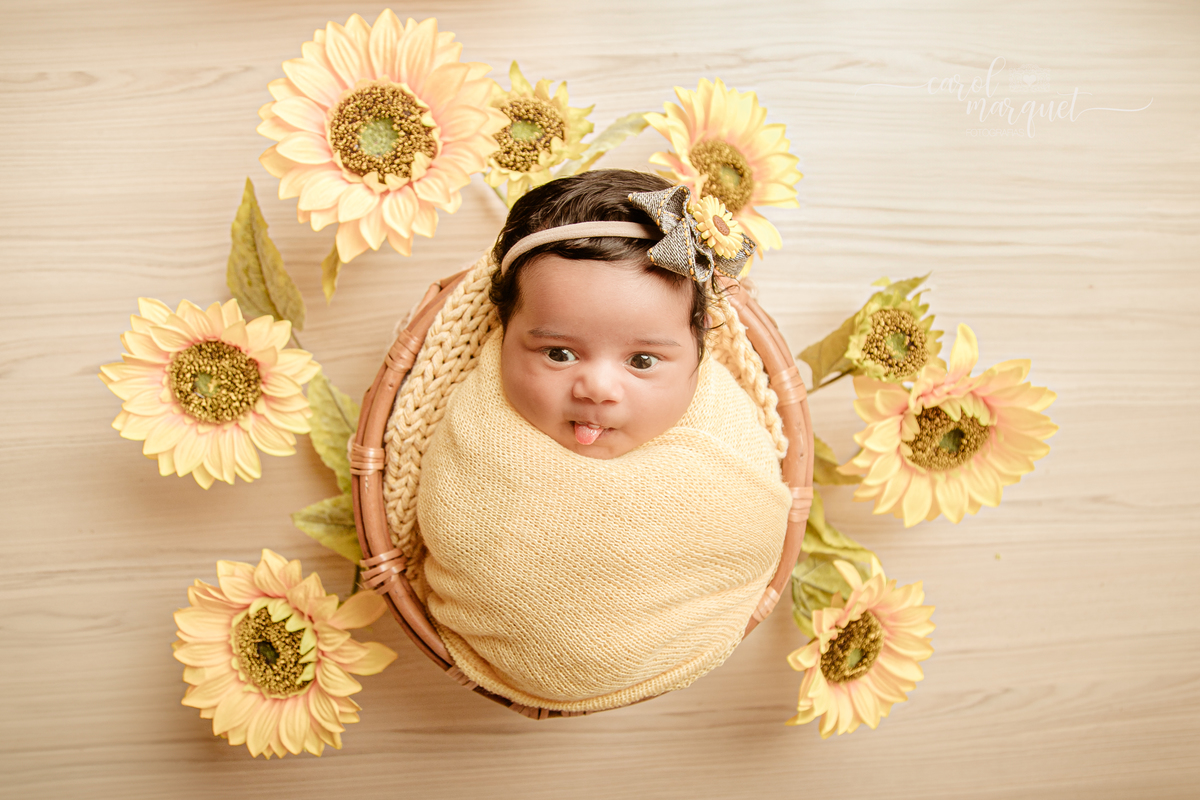 newborn recém nascido ensaio fotográfico retrato irmã bebê beleza girassol flor floresta jardim família Niterói Rio de Janeiro Região Oceânica Itaipu