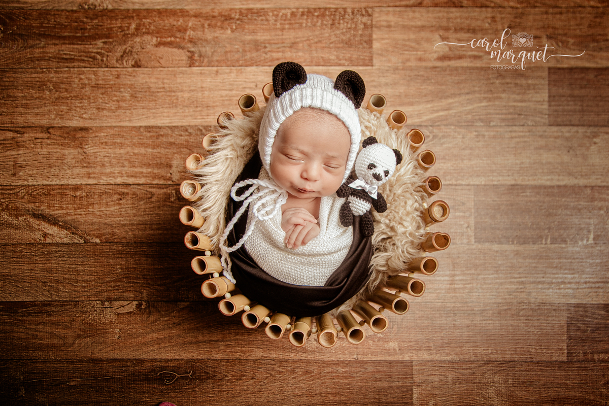 ensaio infantil bebê recém nascido newborn panda amigurumi cowboy violão seresta floresta terço Deus católico coala Niterói Itaipu Região Oceânica Rio de Janeiro