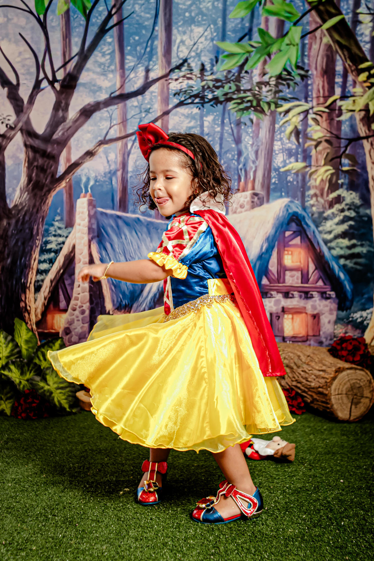 princesa infantil Branca de Neve e os 7 anões sete flores floresta grama vermelho família irmãos príncipe irmão fantasia mágico conto de fadas Itaipu Região Oceânica Niterói Rio de Janeiro ensaio fotográfico fotografia