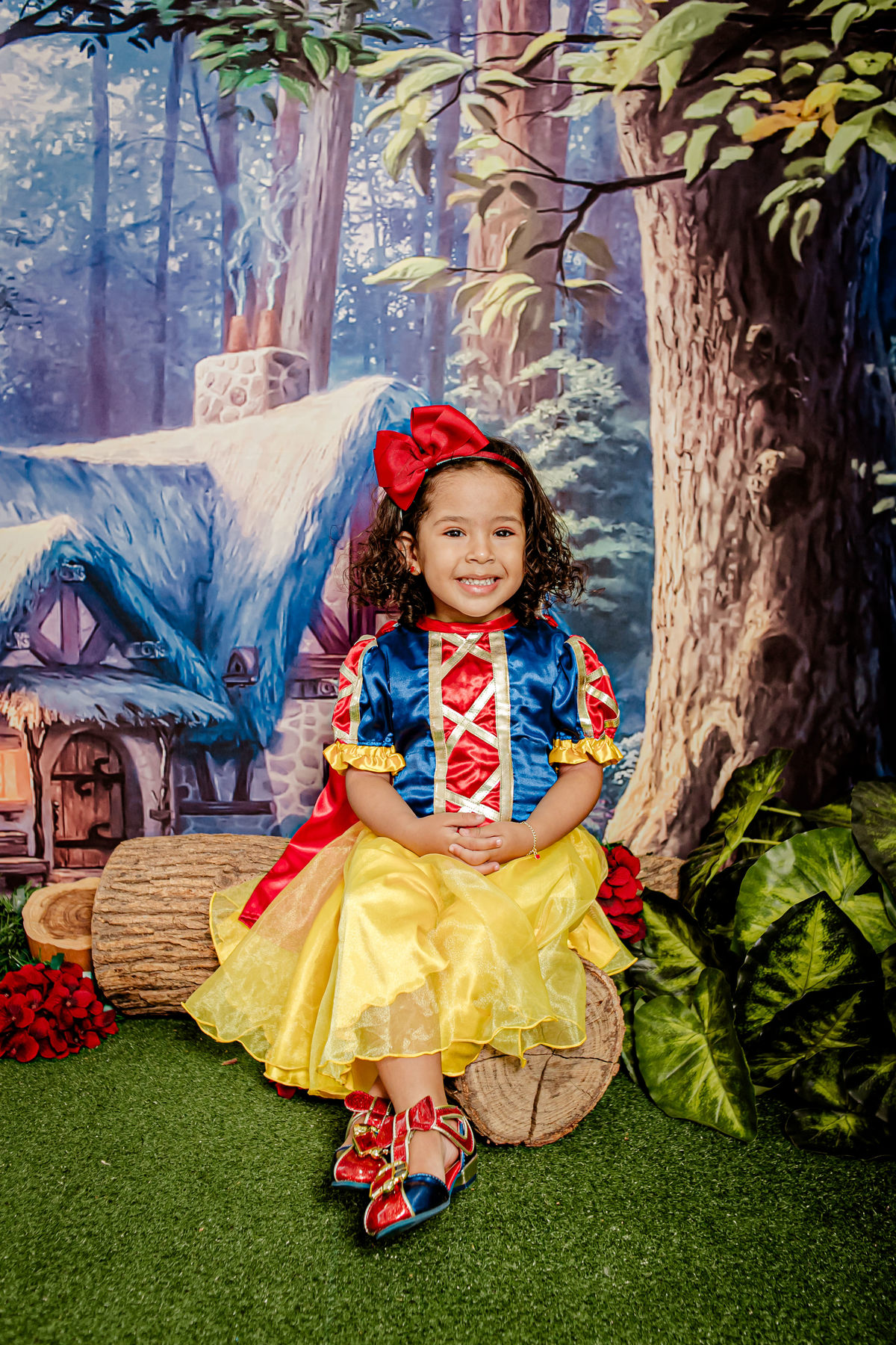 princesa infantil Branca de Neve e os 7 anões sete flores floresta grama vermelho família irmãos príncipe irmão fantasia mágico conto de fadas Itaipu Região Oceânica Niterói Rio de Janeiro ensaio fotográfico fotografia