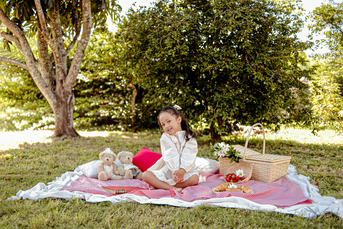 picnic aniversário b-day bday happy birthday celebração floresta morango croissant ursinho urso livro leitura sonho boho rústico ensaio externo fotografia foto retrato Niterói Itaipu Rio de Janeiro