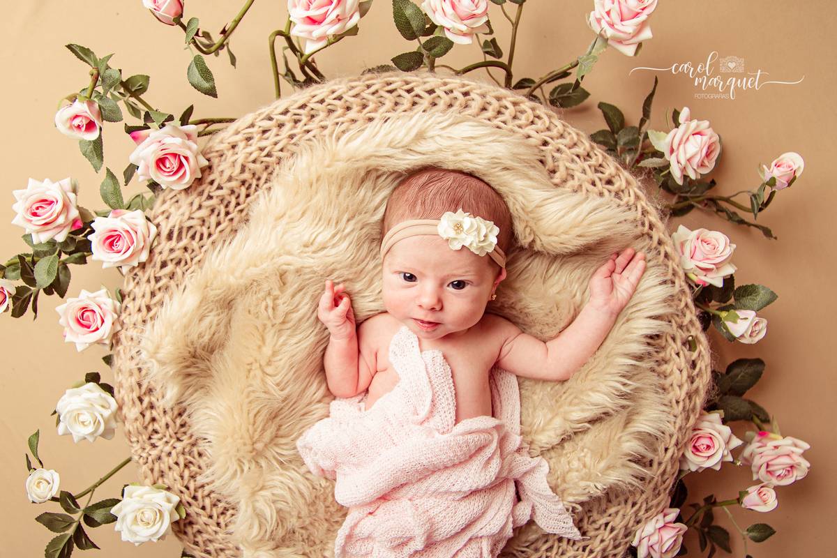 newborn recém nascido fotografia retrato ensaio infantil flores princesa amigurumi floresta encantada jardim