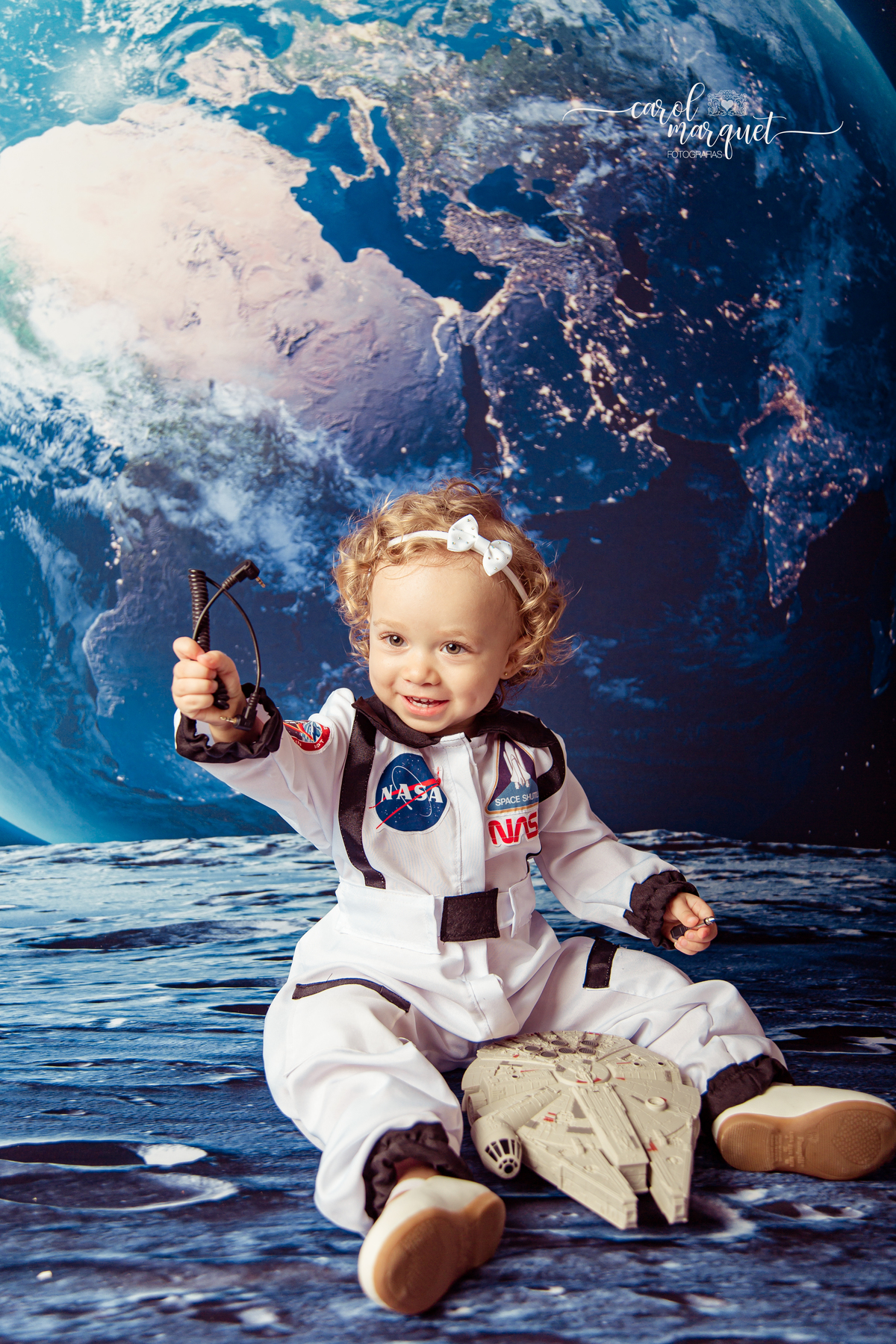 ensaio infantil astronauta planeta terra universo nasa rocket girl