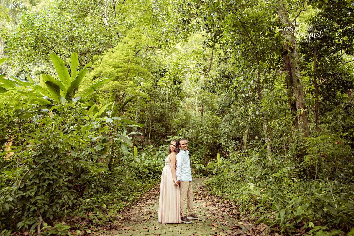 Parque Lage Rio de Janeiro Boho Romântico Gestante Gestação Casal Bebê doce espera floresta