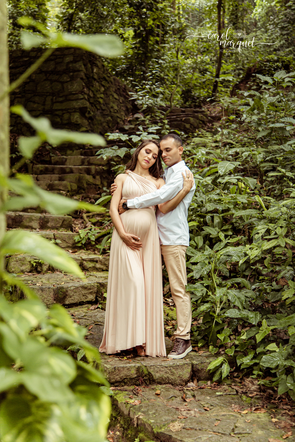Parque Lage Rio de Janeiro Boho Romântico Gestante Gestação Casal Bebê doce espera floresta