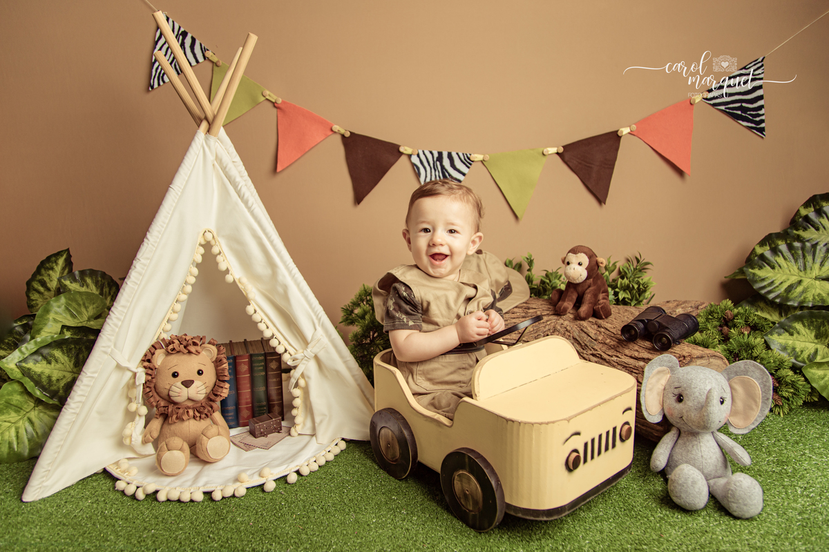 safari floresta leão elefante feltro acompanhamento mensal trimestral príncipe menino ensaio fotográfico Niterói Rio de Janeiro Itaipu padeiro boulanger pão família