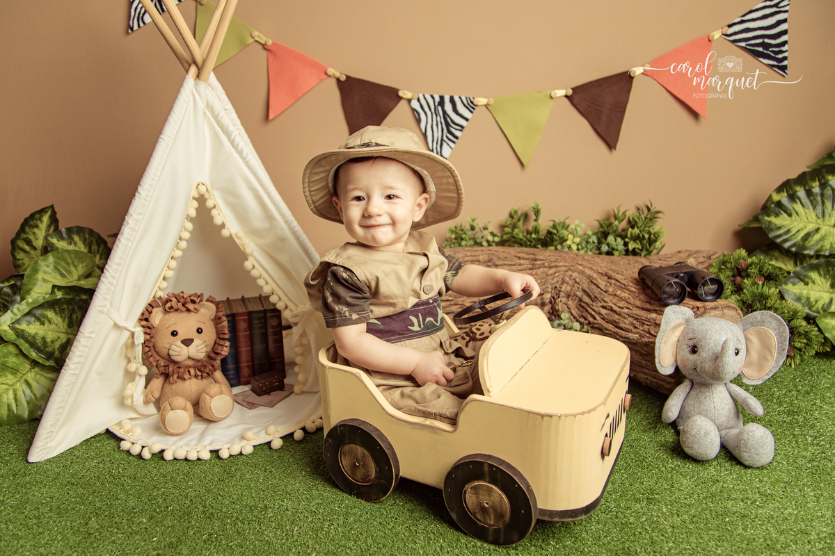 safari floresta leão elefante feltro acompanhamento mensal trimestral príncipe menino ensaio fotográfico Niterói Rio de Janeiro Itaipu padeiro boulanger pão família