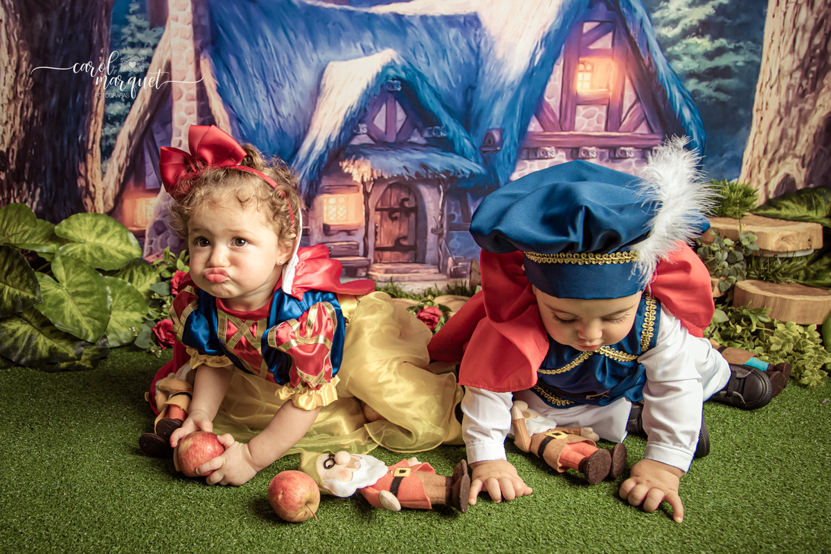 trimestral trimestre ensaio fotográfico fotografia retrato branca de neve 7 anões príncipe princesa gêmeos