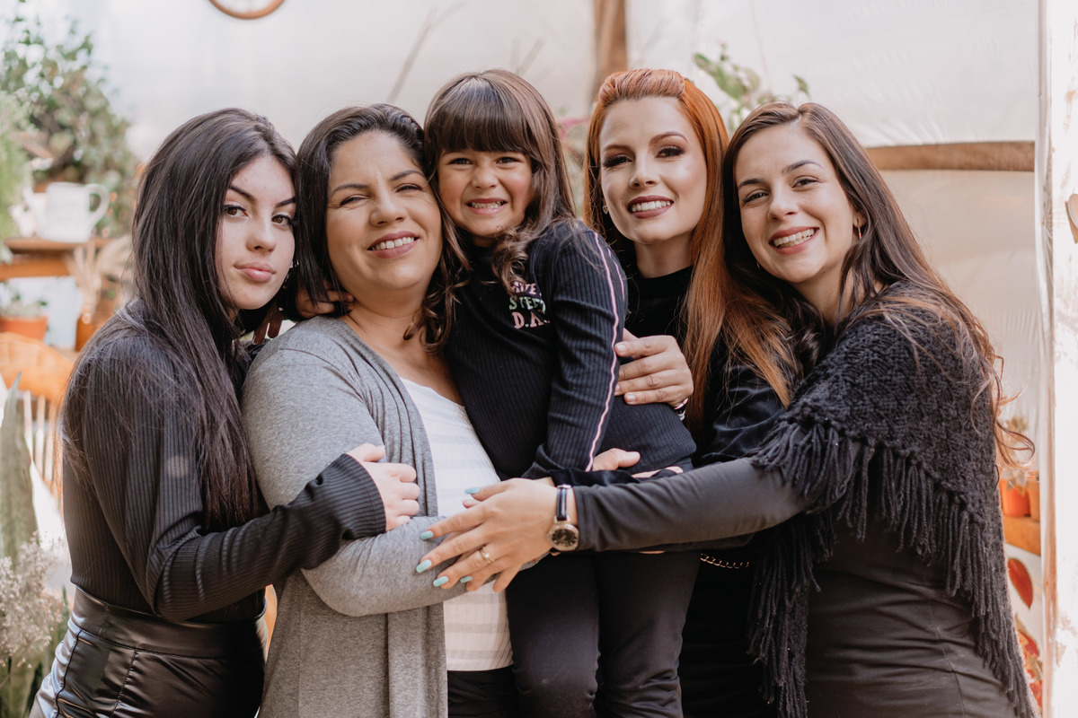 Ensaio de dia das mães com todos os filhos