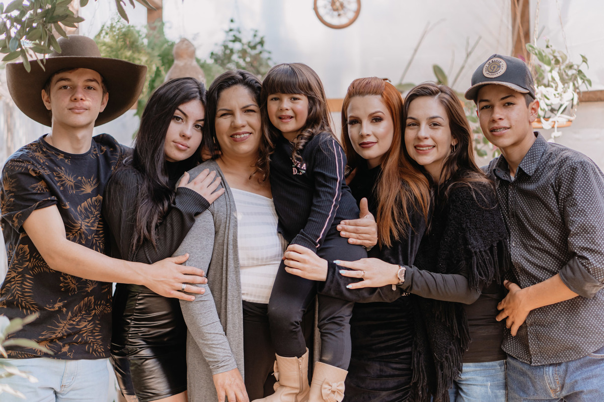 Ensaio de dia das mães com todos os filhos