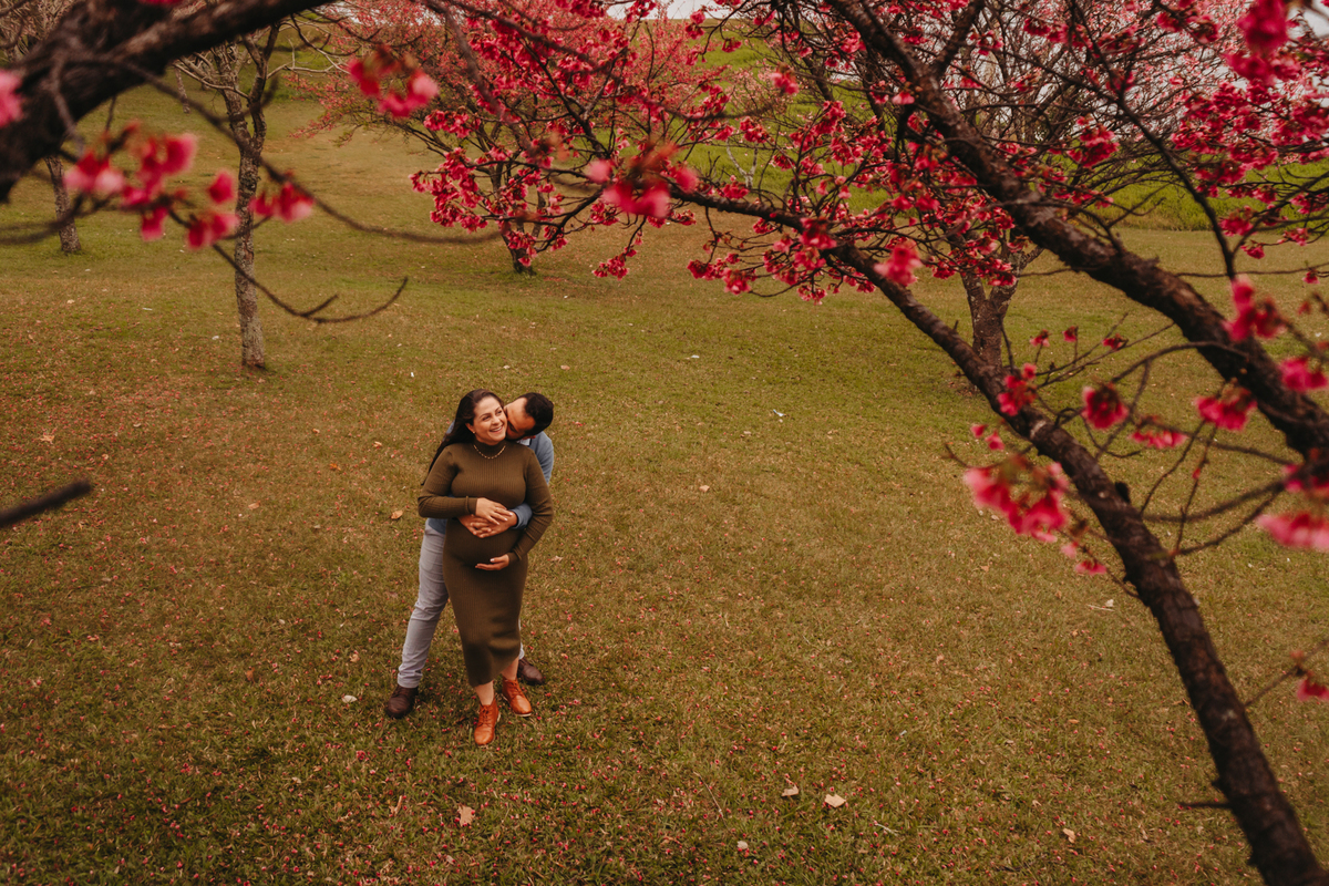 ensaio gestante nas cerejeiras