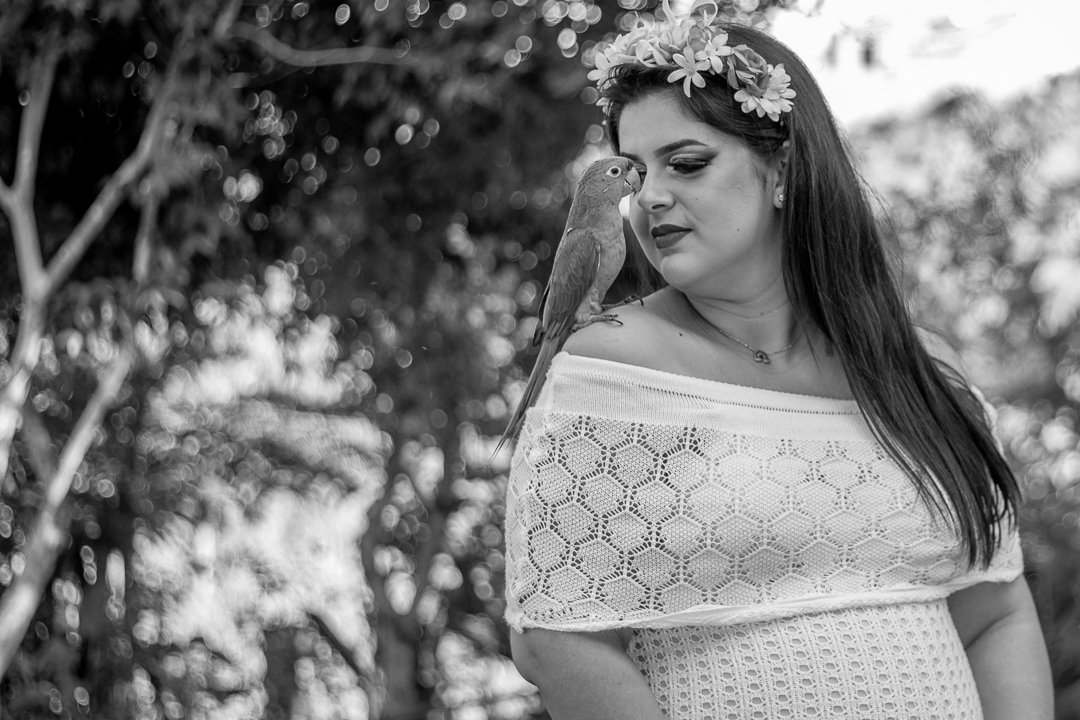 Ensaio gestante com pássaro em Espirito Santo do Pinhal 