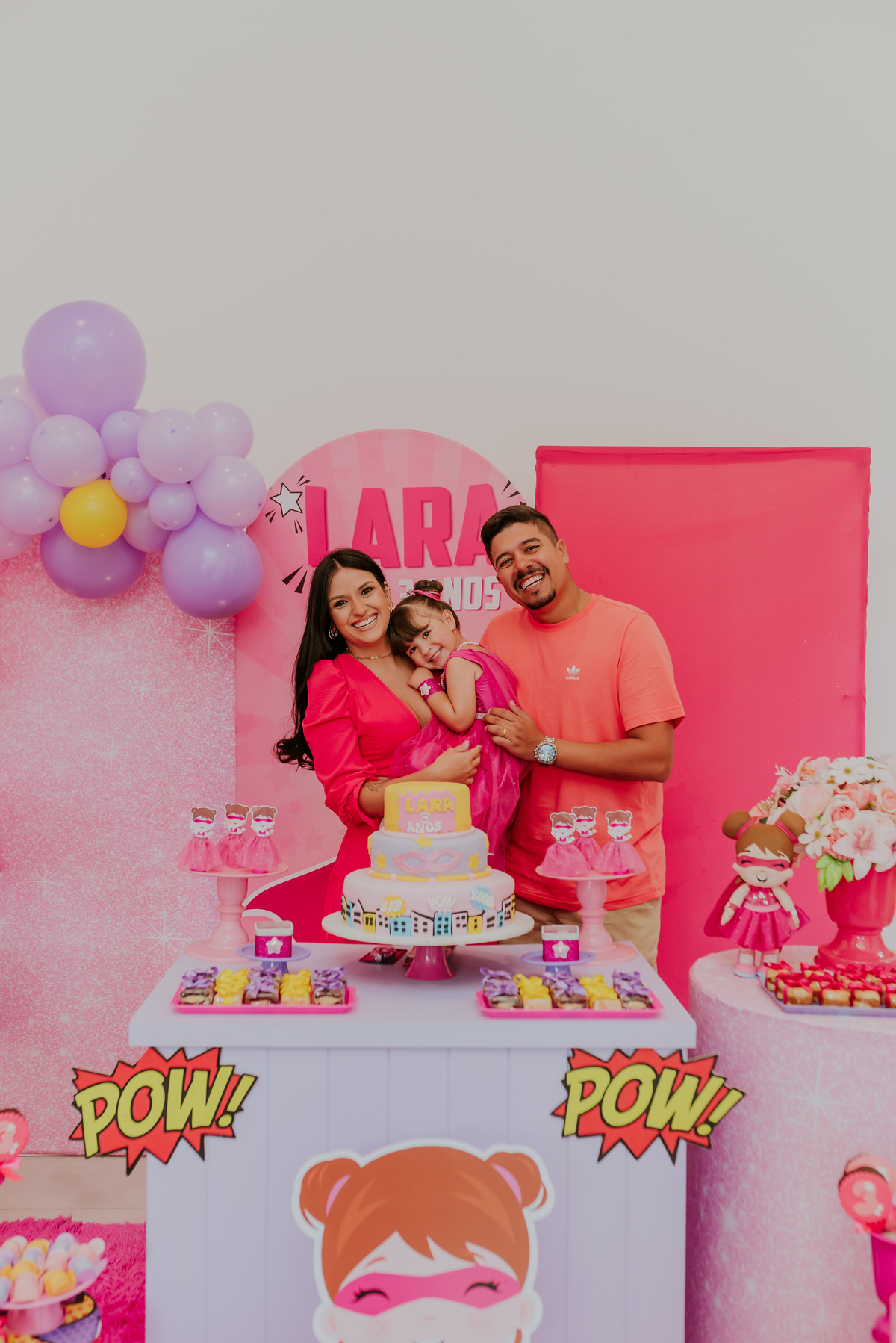 fotografia familia fotografa festa infantil 3 anos Lara super heroína tema rio de janeiro ilha do governador