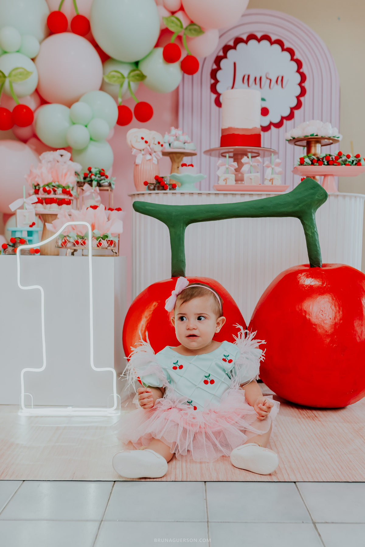fotografia festa infantil Rio de Janeiro fotografa familia 1 ano Laura Tijuca tema cerejinha 