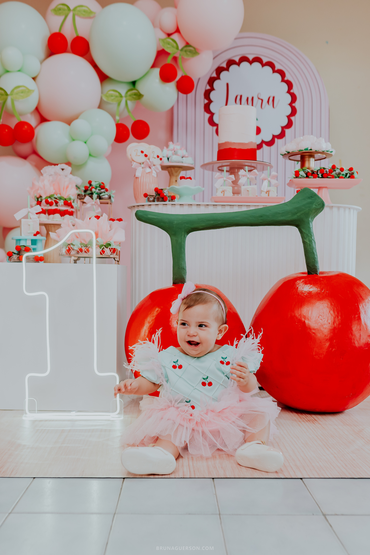 fotografia festa infantil Rio de Janeiro fotografa familia 1 ano Laura Tijuca tema cerejinha 