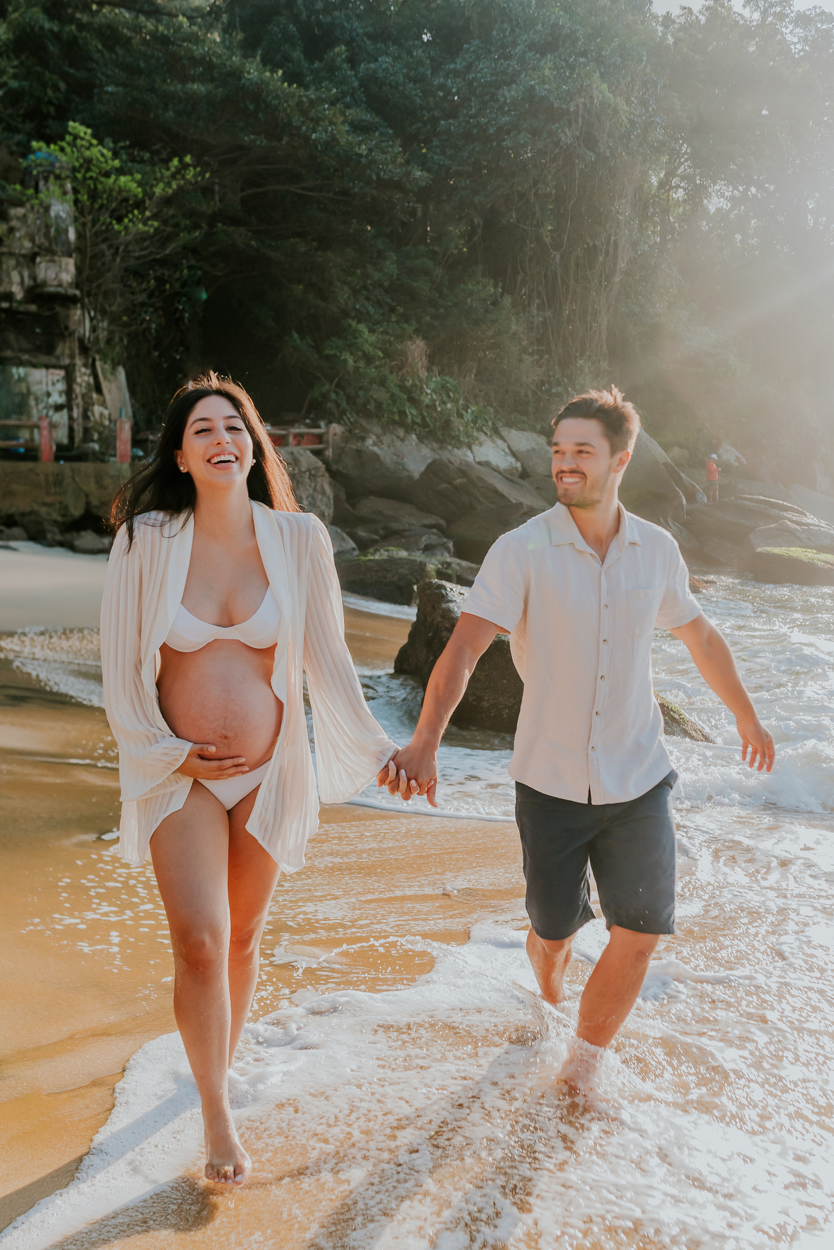 fotografia ensaio de gestante externo praia vermelha urca Rio de Janeiro a espera do Levi amanhecer fotografa família bruna guerson 