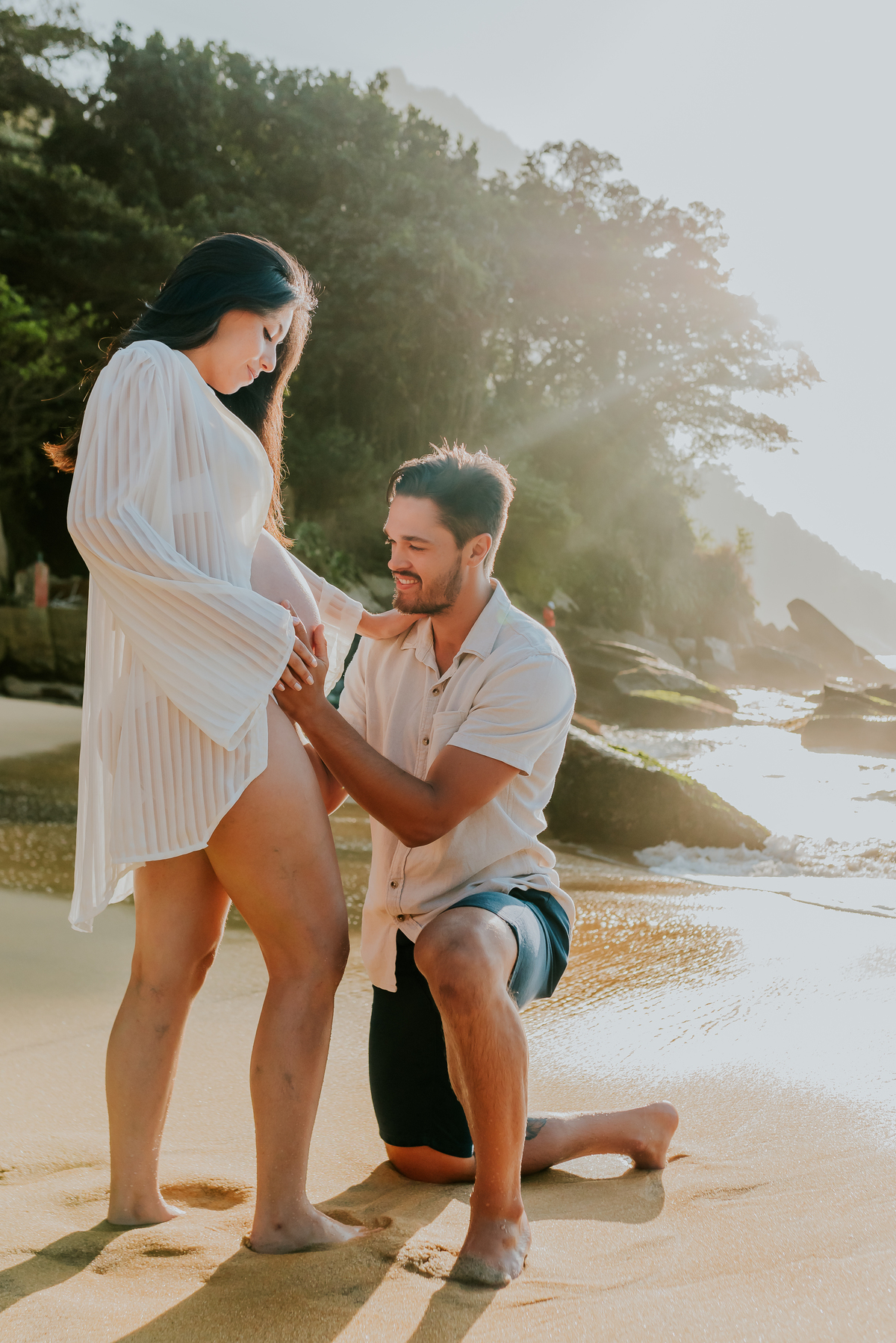 fotografia ensaio de gestante externo praia vermelha urca Rio de Janeiro a espera do Levi amanhecer fotografa família bruna guerson 