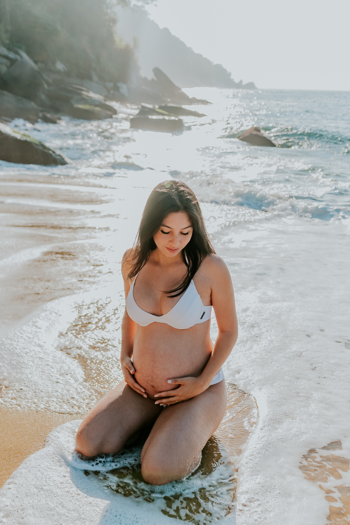 fotografia ensaio de gestante externo praia vermelha urca Rio de Janeiro a espera do Levi amanhecer fotografa família bruna guerson 