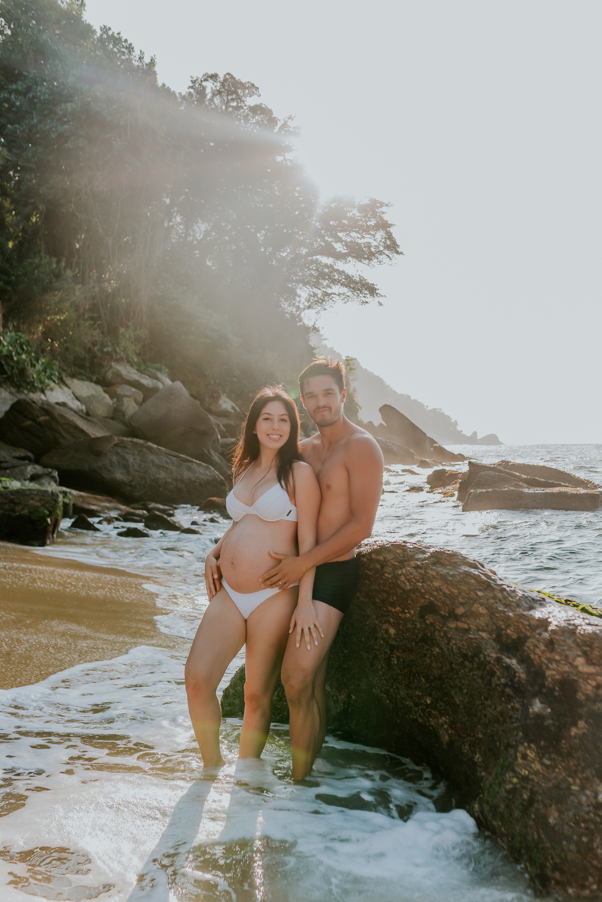fotografia ensaio de gestante externo praia vermelha urca Rio de Janeiro a espera do Levi amanhecer fotografa família bruna guerson 