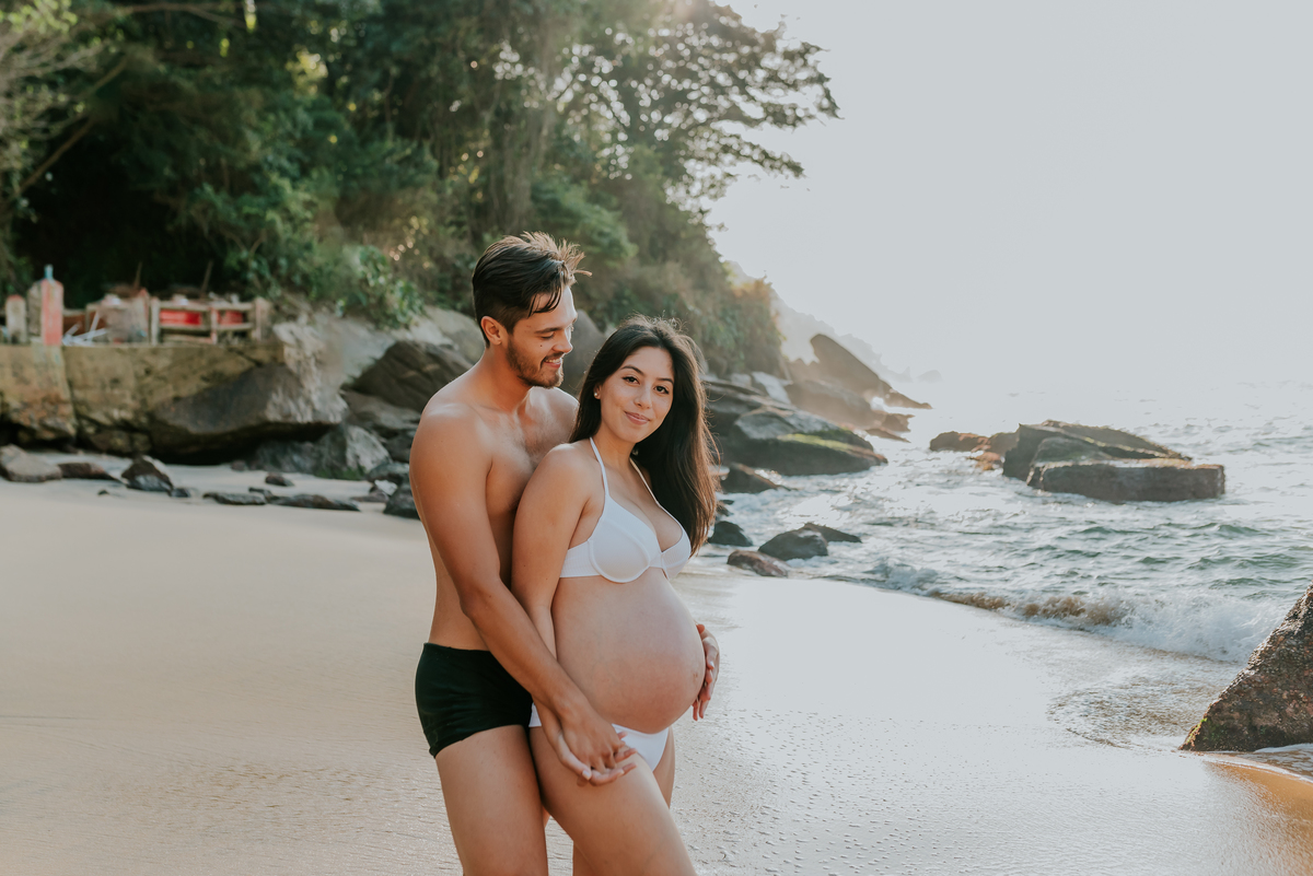 fotografia ensaio de gestante externo praia vermelha urca Rio de Janeiro a espera do Levi amanhecer fotografa família bruna guerson 