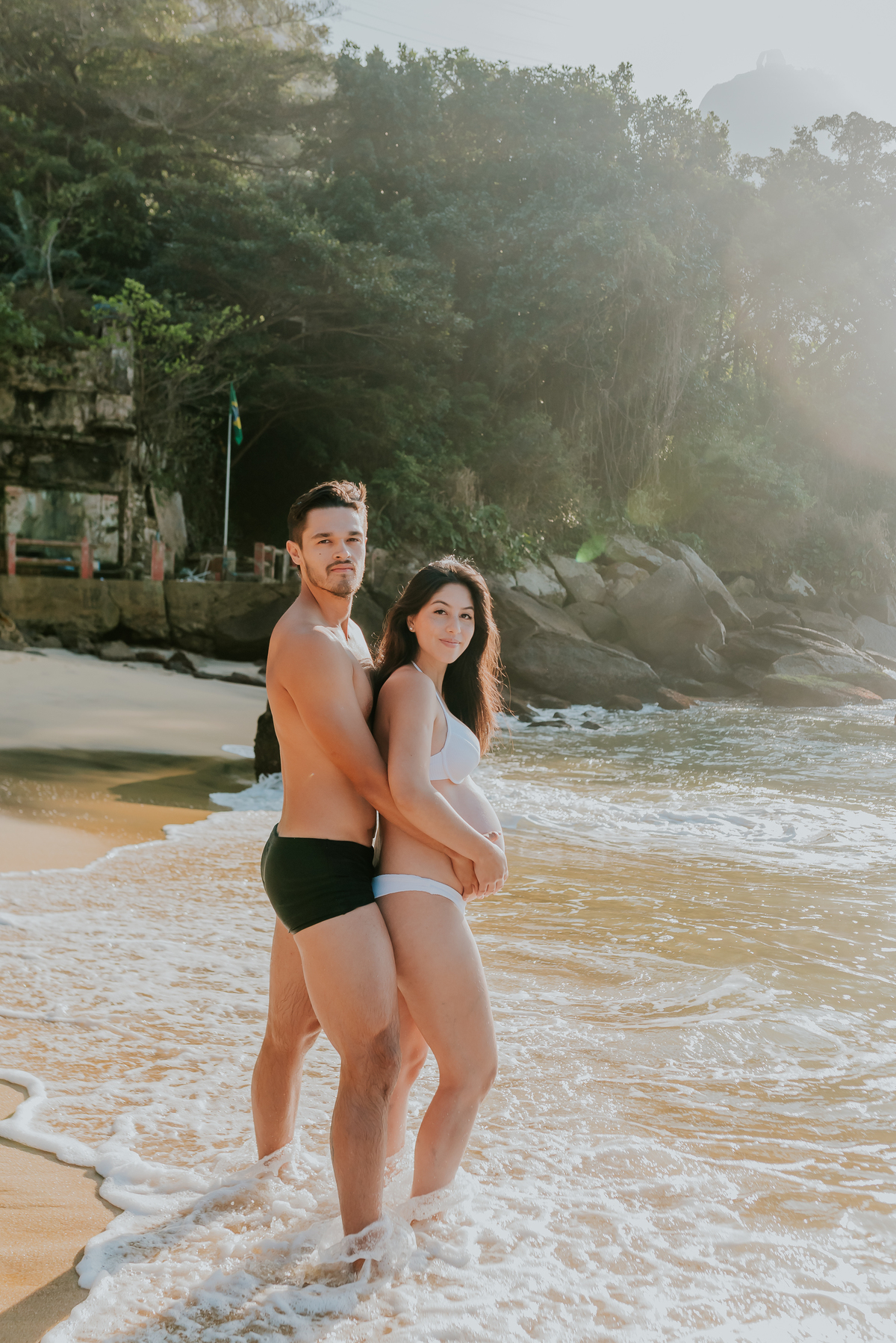 fotografia ensaio de gestante externo praia vermelha urca Rio de Janeiro a espera do Levi amanhecer fotografa família bruna guerson 