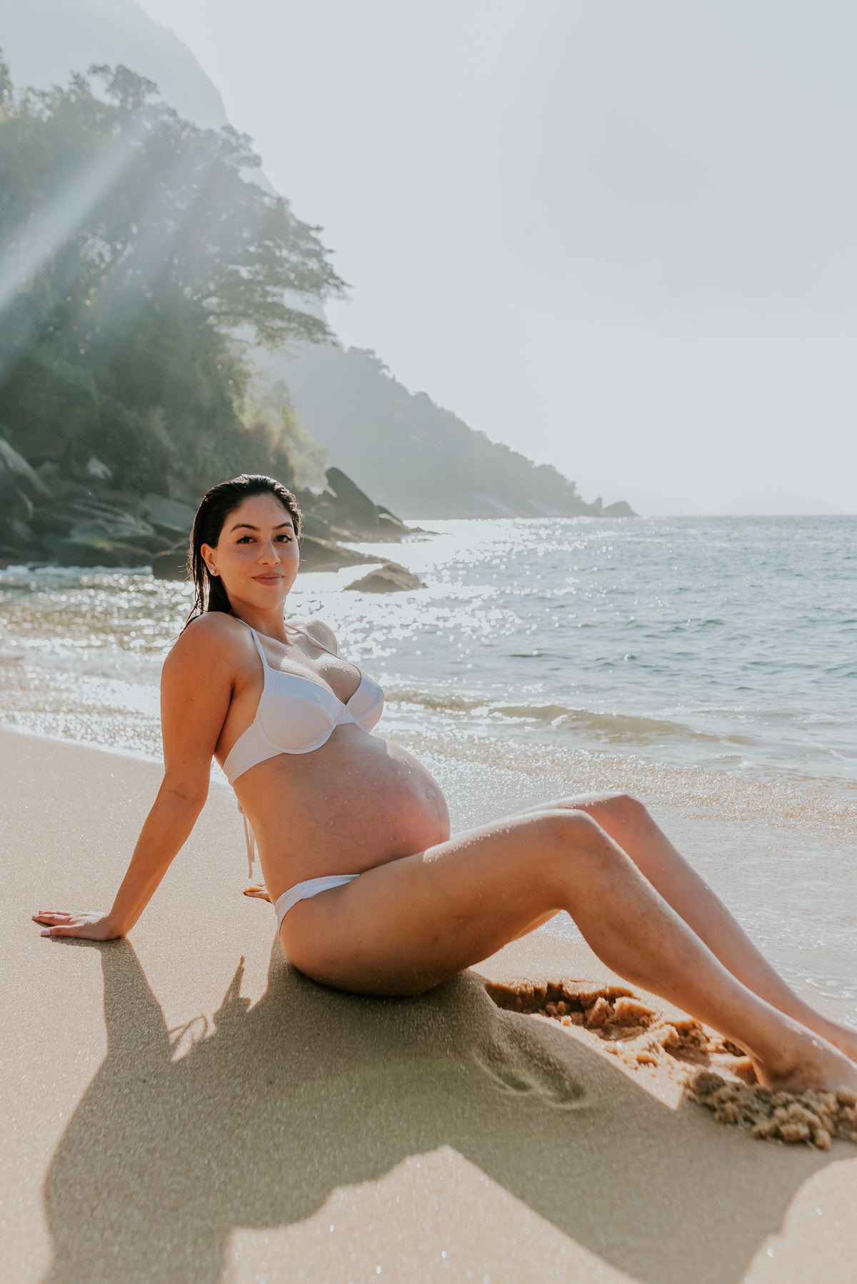 fotografia ensaio de gestante externo praia vermelha urca Rio de Janeiro a espera do Levi amanhecer fotografa família bruna guerson 