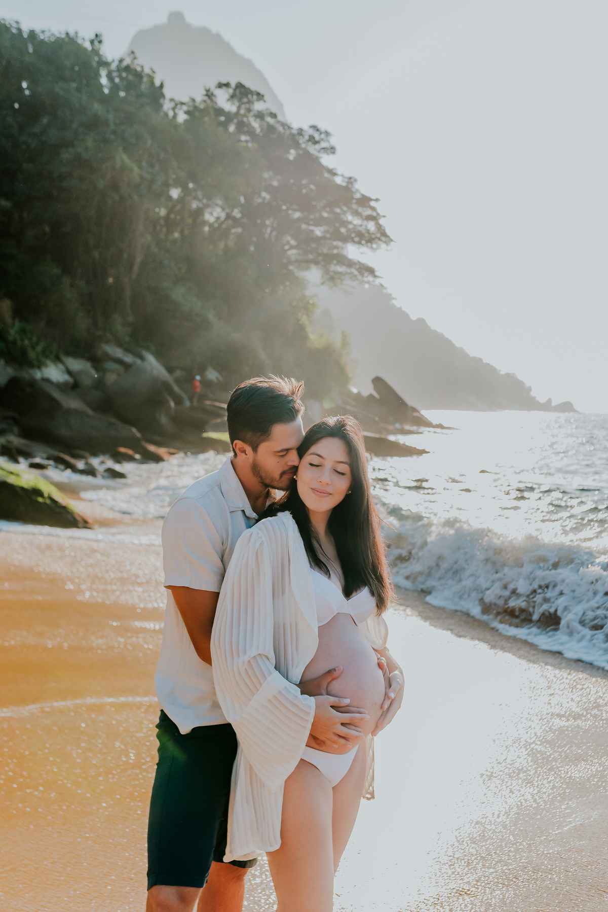 fotografia ensaio de gestante externo praia vermelha urca Rio de Janeiro a espera do Levi amanhecer fotografa família bruna guerson 