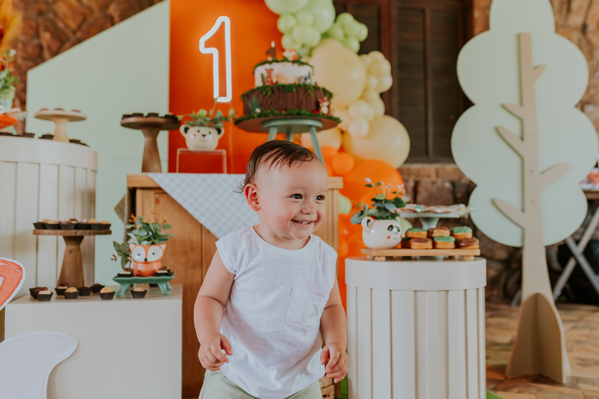 fotografia festa infantil tema raposa Rio de Janeiro 1 ano Nicolas fotografa familia recreio