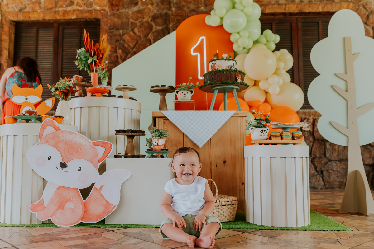 fotografia festa infantil tema raposa Rio de Janeiro 1 ano Nicolas fotografa familia recreio