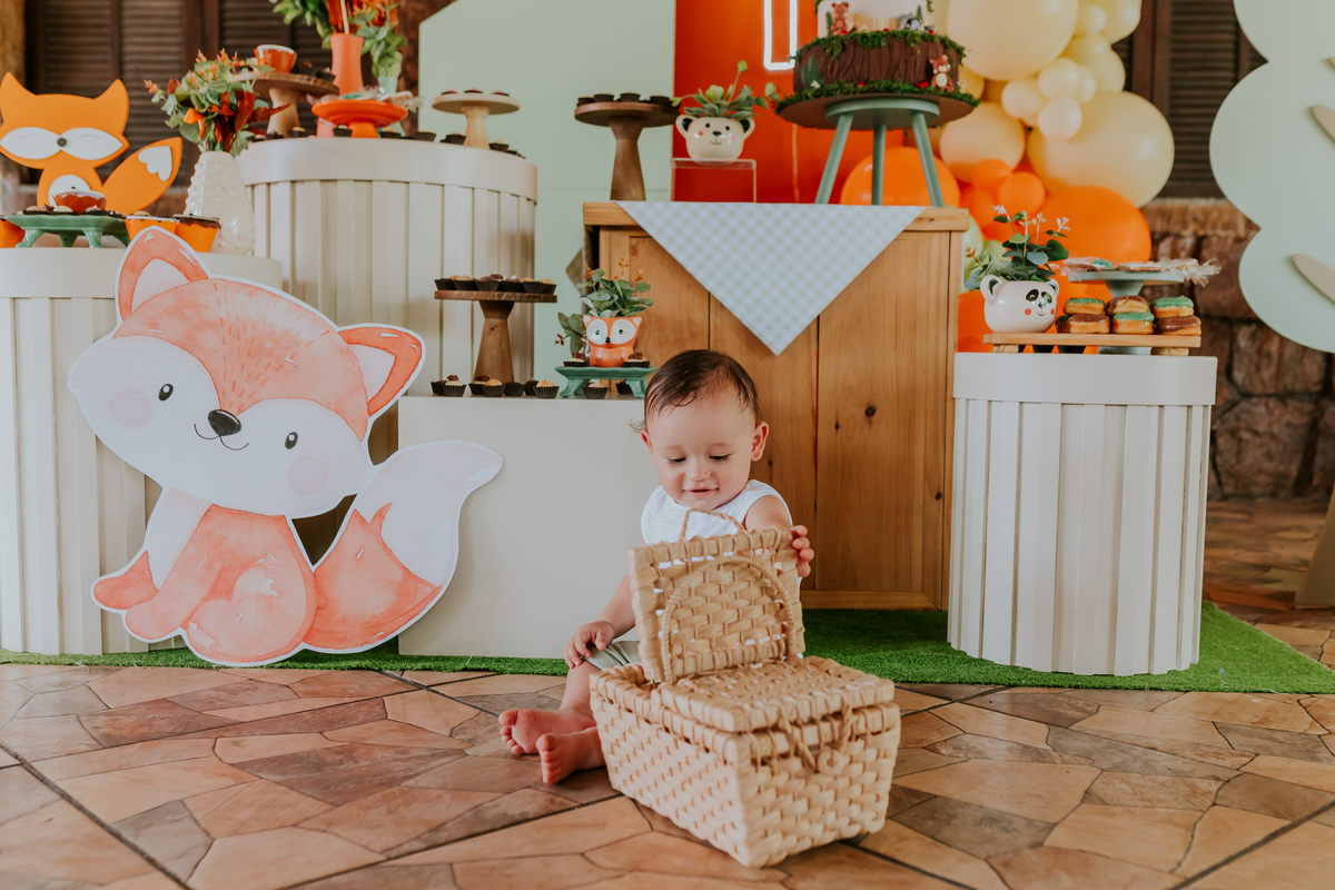 fotografia festa infantil tema raposa Rio de Janeiro 1 ano Nicolas fotografa familia recreio