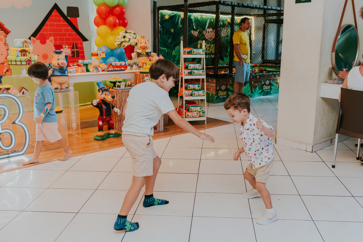fotografia festa infantil jacapregua Rio de Janeiro fotografa familia 3 anos Antonio tema 3 porquinhos casa de festas dreams
