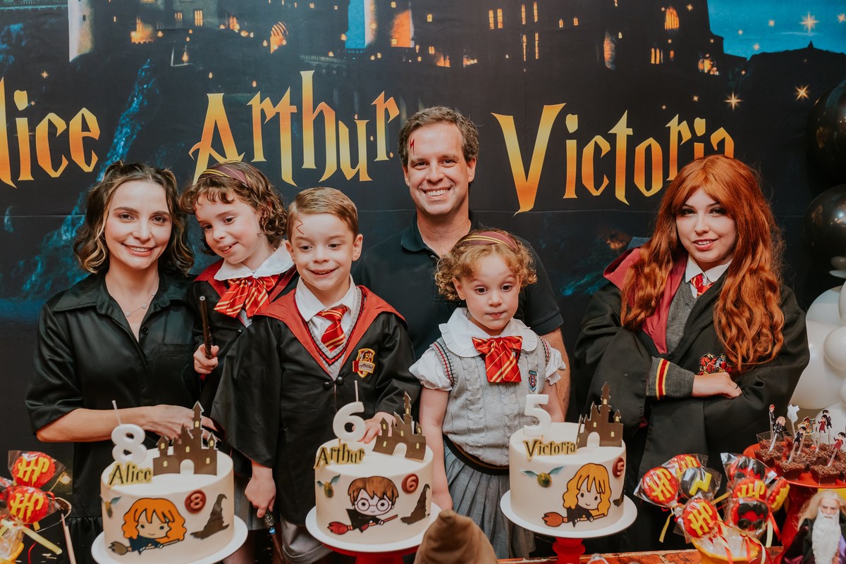 fotografia festa infantil kids park barra da Tijuca Rio de Janeiro fotografa familia 3 irmaos tema Harry Potter 