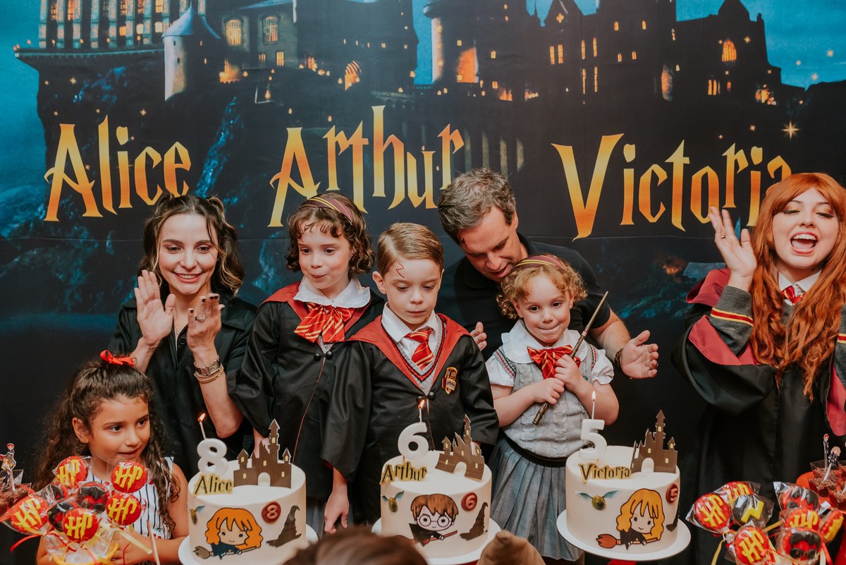 fotografia festa infantil kids park barra da Tijuca Rio de Janeiro fotografa familia 3 irmaos tema Harry Potter 