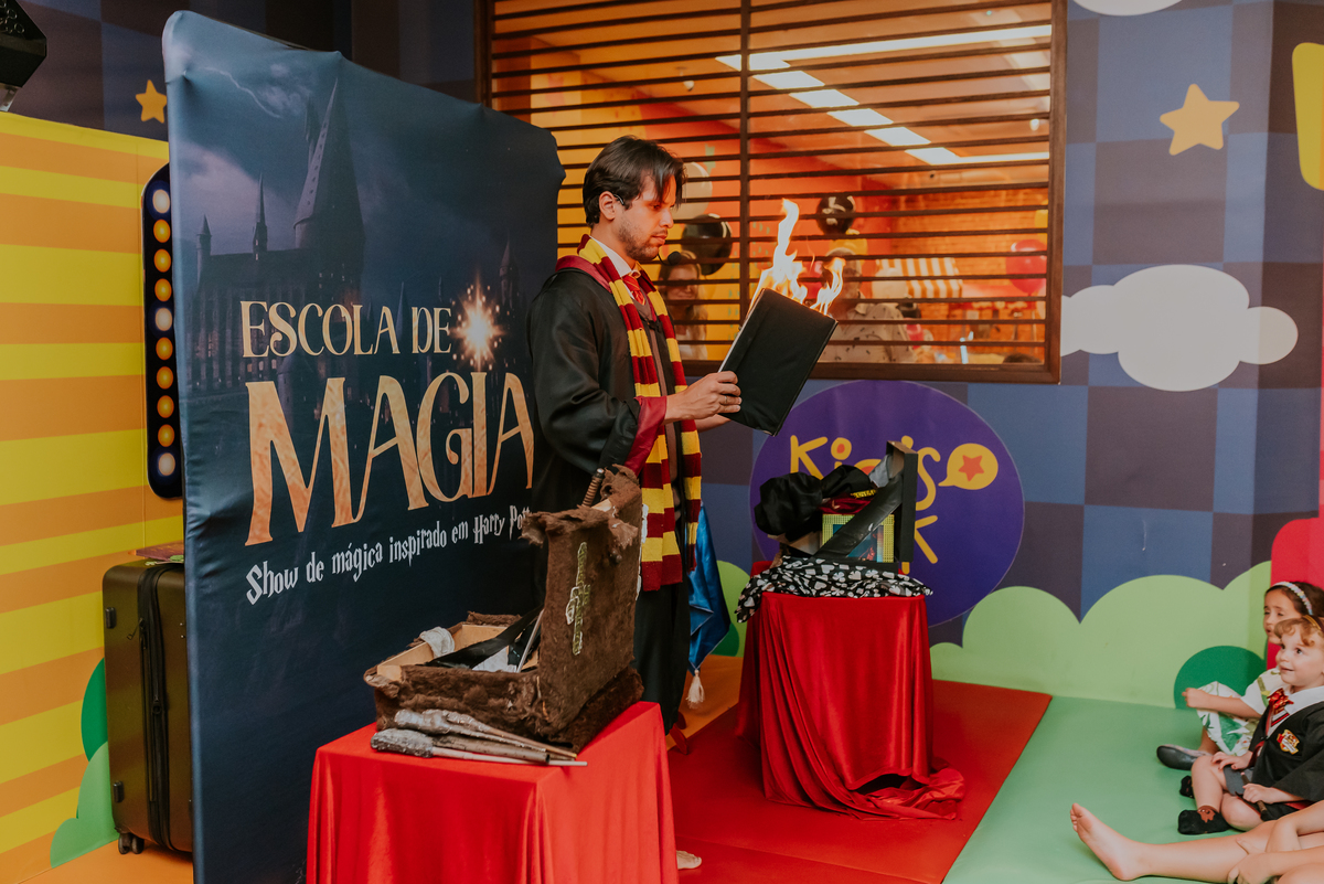 fotografia festa infantil kids park barra da Tijuca Rio de Janeiro fotografa familia 3 irmaos tema Harry Potter 