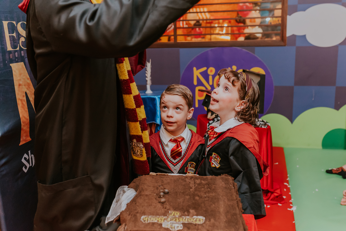 fotografia festa infantil kids park barra da Tijuca Rio de Janeiro fotografa familia 3 irmaos tema Harry Potter 