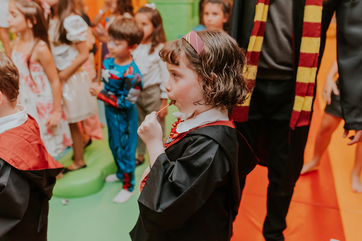 fotografia festa infantil kids park barra da Tijuca Rio de Janeiro fotografa familia 3 irmaos tema Harry Potter 