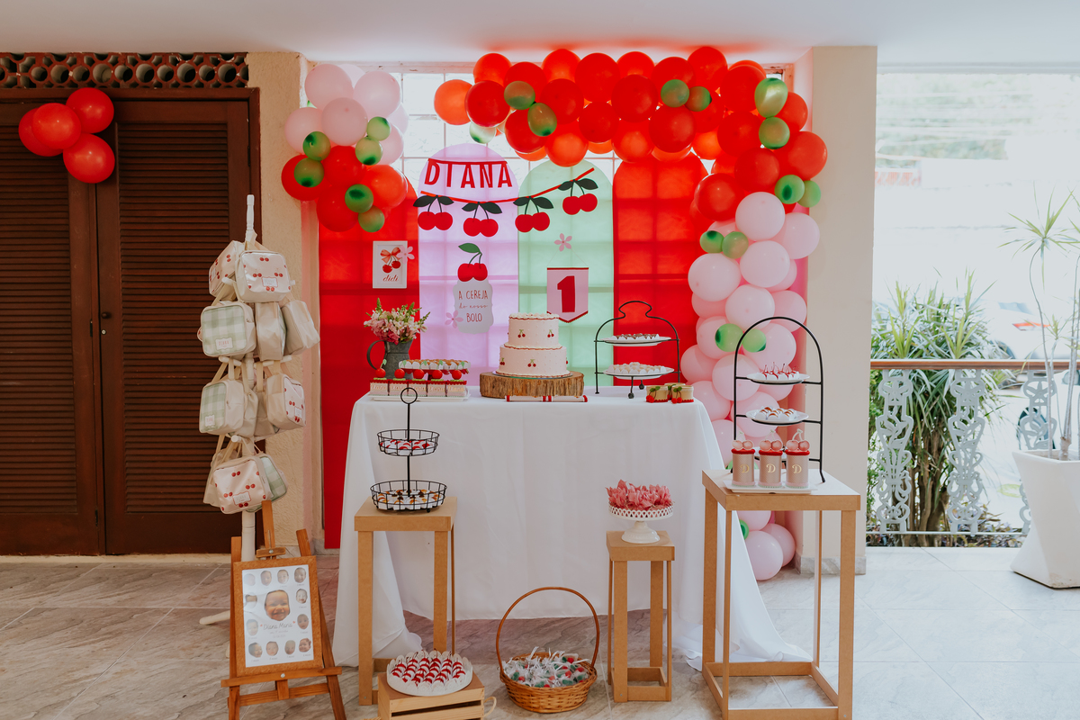 fotografa familia festa infantil fotografia 1 ano diana maria tema cerejinha Río de Janeiro ilha do governador rj 