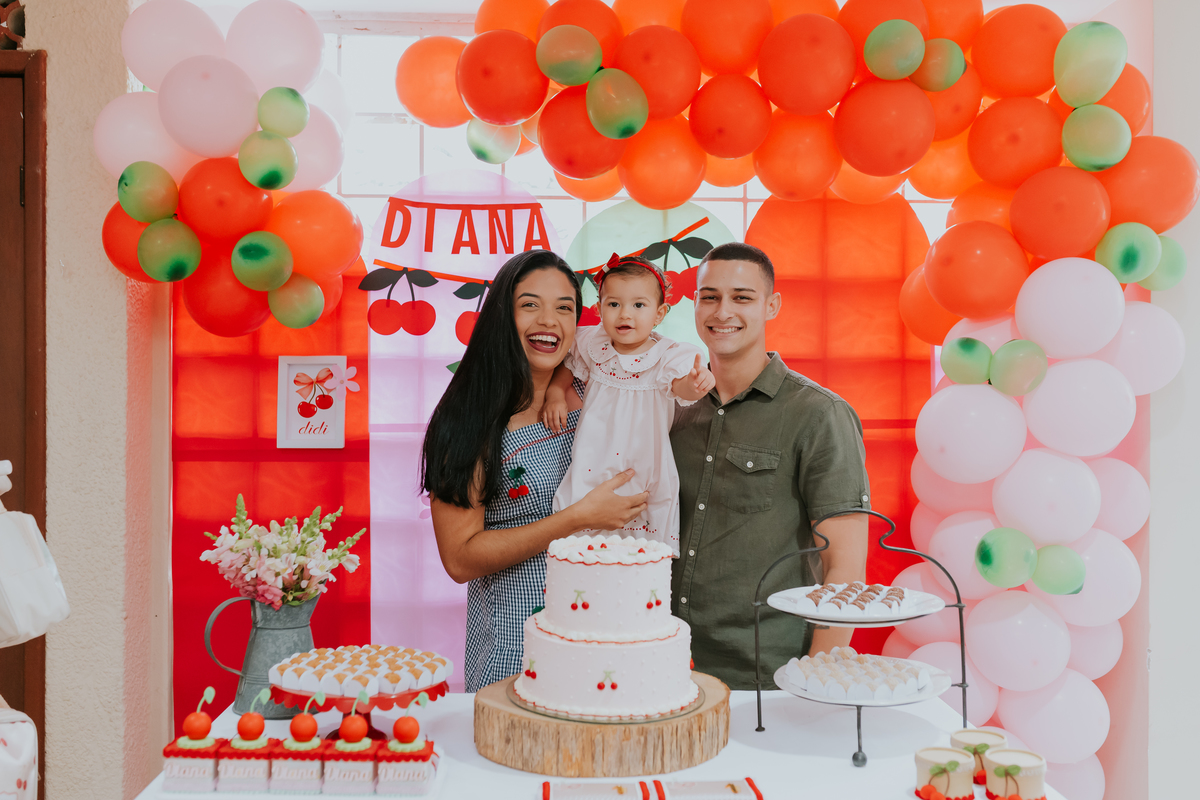 fotografa familia festa infantil fotografia 1 ano diana maria tema cerejinha Río de Janeiro ilha do governador rj 