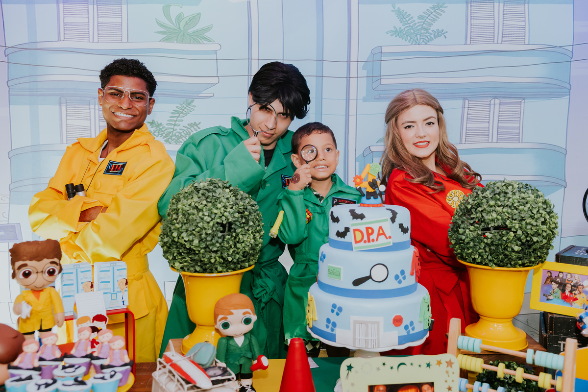 fotografa familia evento Rio de Janeiro 4 anos benjamín tema detetives do prédio azul fotografia festa infantil rj casa de festa tik tak botafogo 