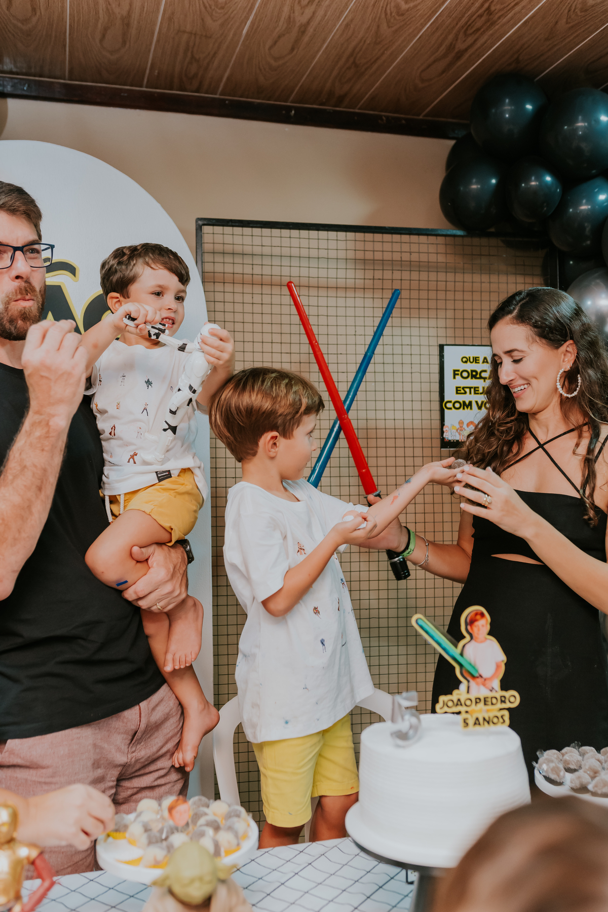 fotografa familia festa infantil evento Río de Janeiro barra da Tijuca 5 anos Joao Pedro tema star Wars rj fotografia 