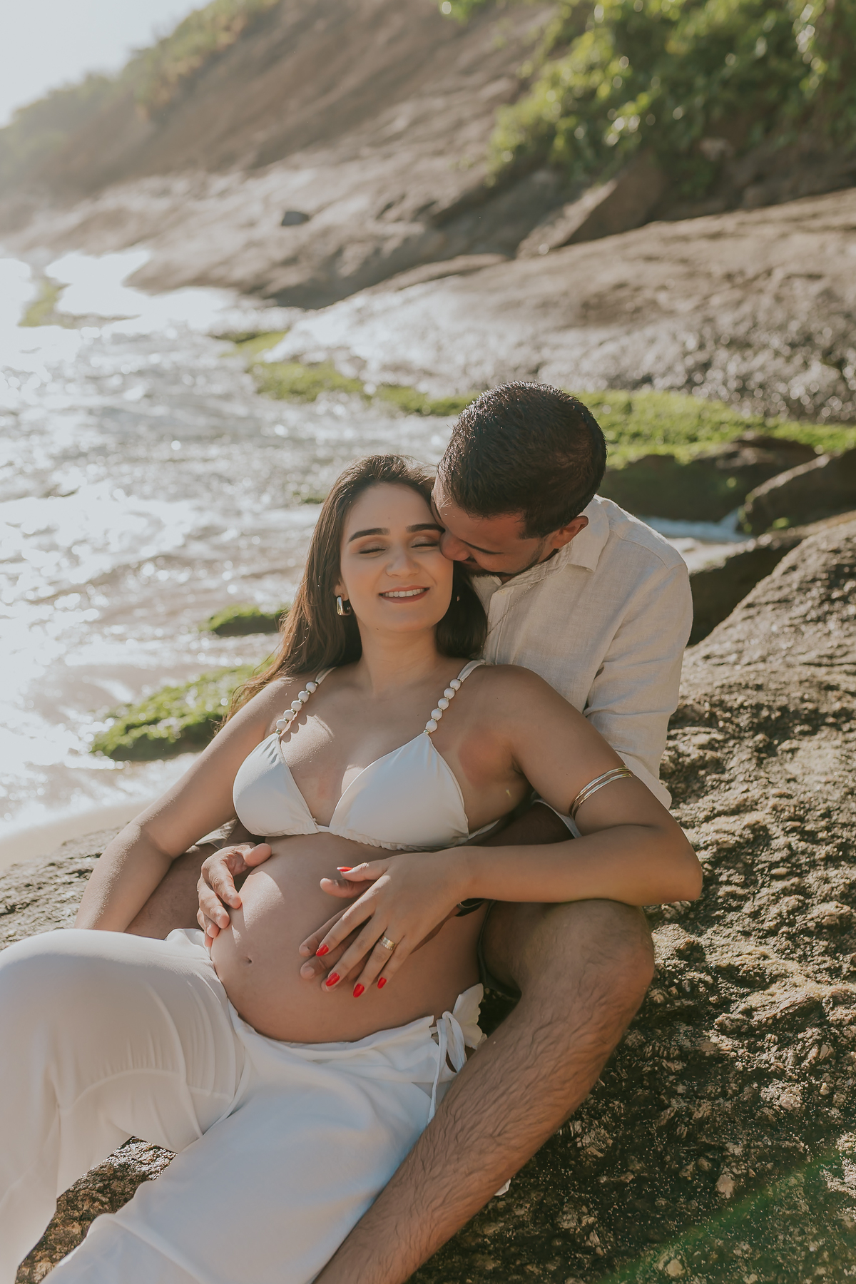 fotografa ensaio externo de familia gestante a espera do Benicio praia vermelha rj Rio de Janeiro urca amanhecer fotografia 