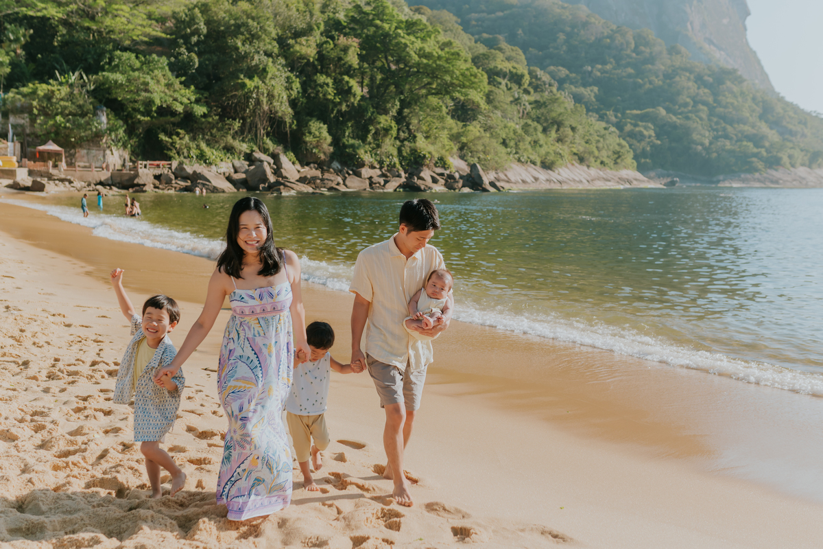 fotografia fotografa familia externo praia vermelha urca Rio de Janeiro rj crianças japonesas 