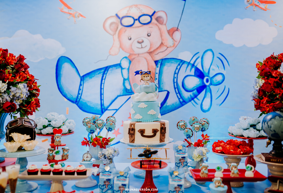 fotografa de familia Rio de Janeiro rj cha de bebe cha de menino tema urso aviador decoracao