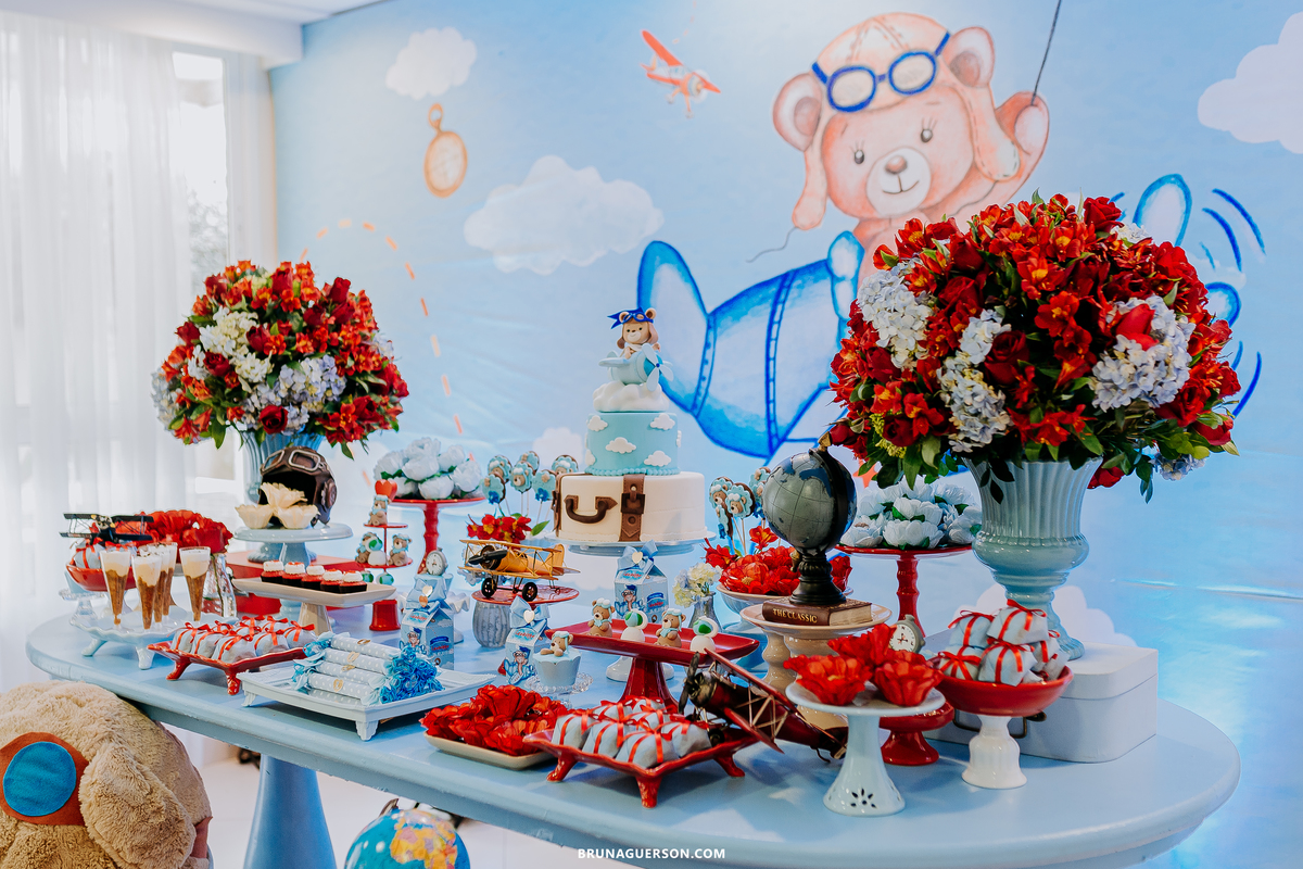 fotografa de familia Rio de Janeiro rj cha de bebe cha de menino tema urso aviador decoracao