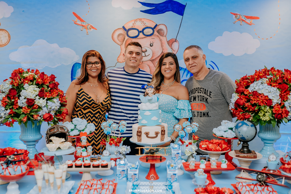 fotografa de familia Rio de Janeiro rj cha de bebe cha de menino tema urso aviador decoracao